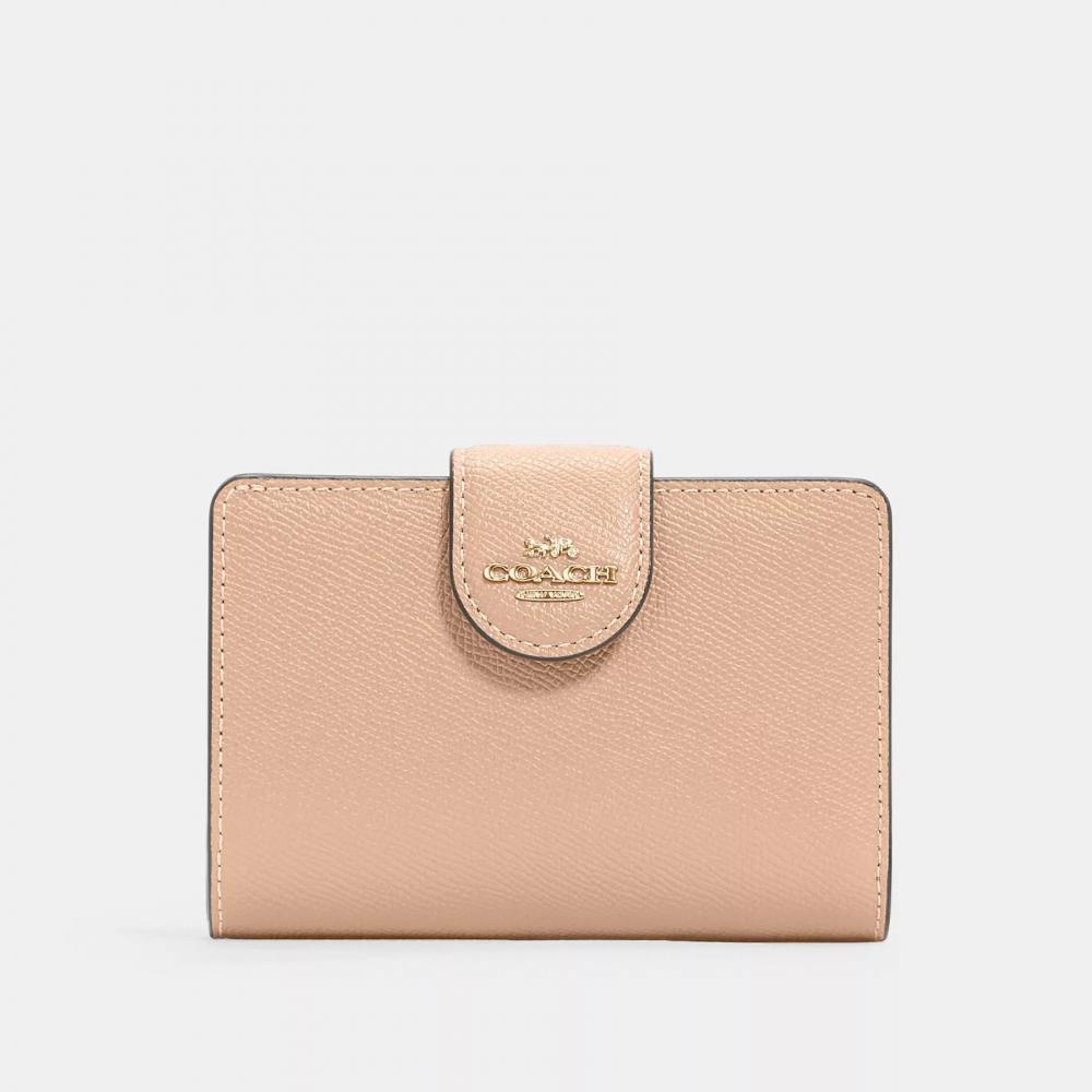 Coach Кошелек среднего размера с угловой молнией, серебристо-черный