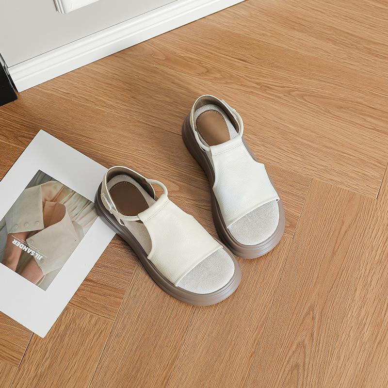 Модные летние сандалии на платформе в стиле ретро, с вырезами, повседневные, женские, новые, универсальные, маленькие римские туфли, шлепанцы