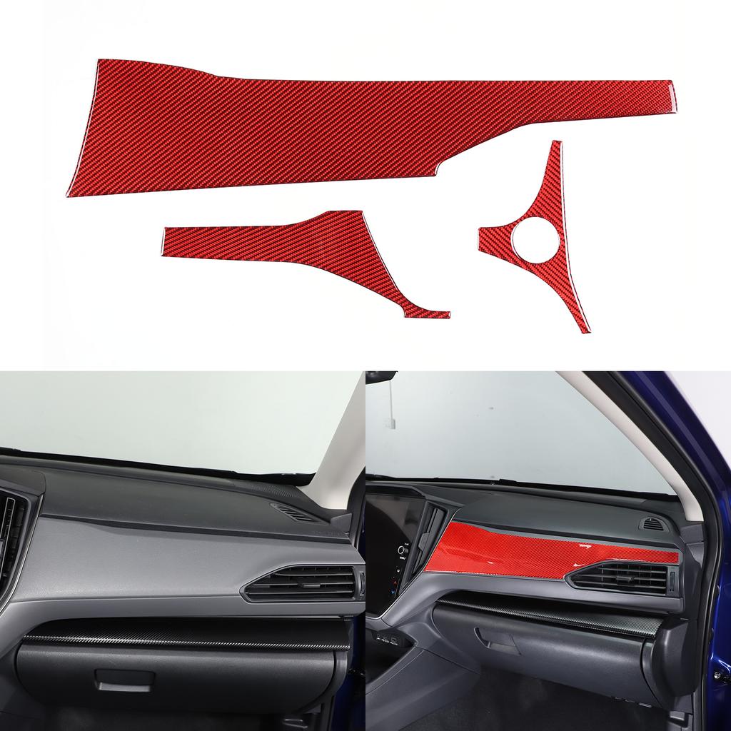 Red Carbon Fiber Dashboard Panel Trim Cover Sticker For Subaru Crosstrek 2024