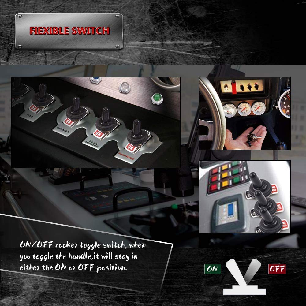 8 Pack Toggle Switches, 2 Pin 20A 125V AC/ 15A 250V AC ON Off Switch, SPST Car Rocker Switches With Boot Cap Cover, 12V Heavy Duty Waterproof Toggle