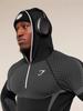 Мужская фитнес-футболка с длинным рукавом и капюшоном GYMSHARK Onyx с высокой эластичностью