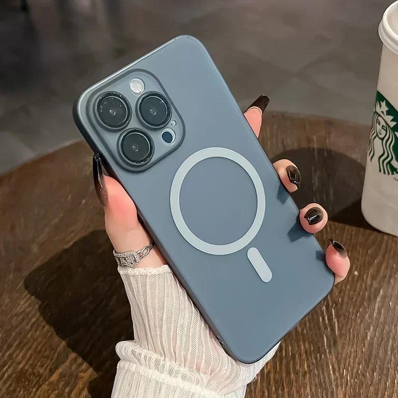 Luxury Ultra Thin For Magsafe Wireless Charge Magnetic Case For iPhone 16e 16 15 14 13 12 11 Pro Max Translucent Skin Hard Cover