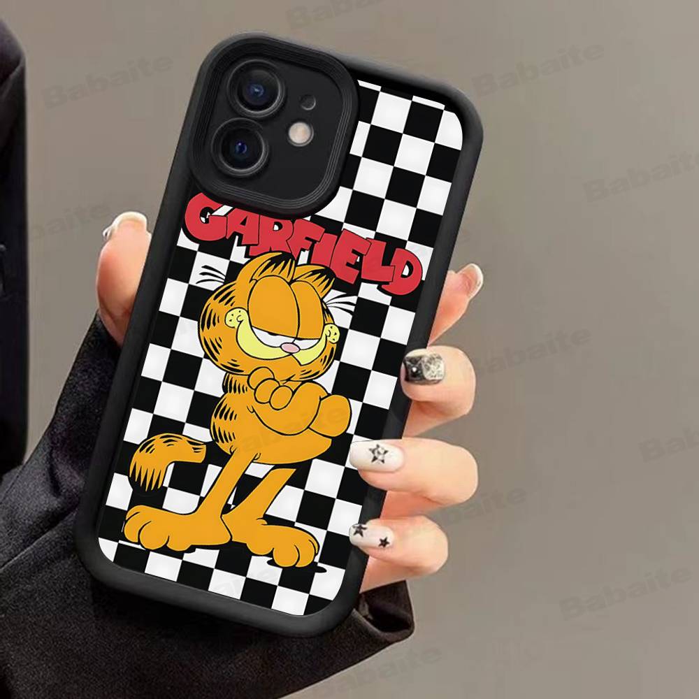 Милый Аниме Кот Гарфилд Чехол для Телефона для iPhone 17 16 15 14 13 11 12 Pro Max Plus Защитная Задняя Крышка