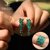 Charming Jewlery Set Natural Green Agate Rings Earring 925 Sterling Silver for Women Wife Luxury Design Anniversary Party Gift