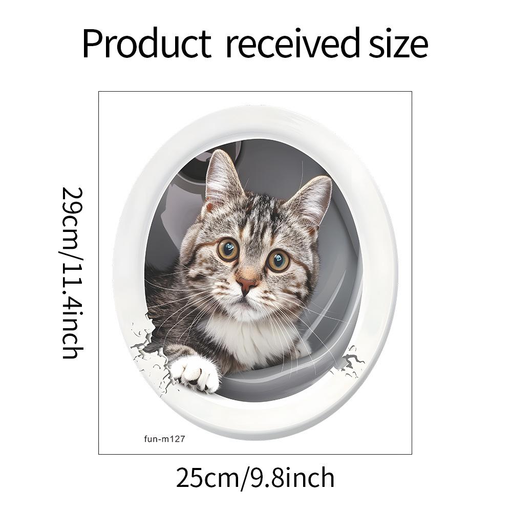 Комбинация мультфильм милый кот туалетный столб ванная комната украшение ванной декоративные настенные наклейки самоклеящиеся