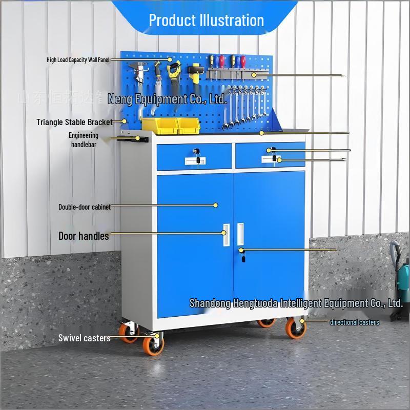 Heavy-Duty Double-Door 3-Tier Workshop Tool Cabinet