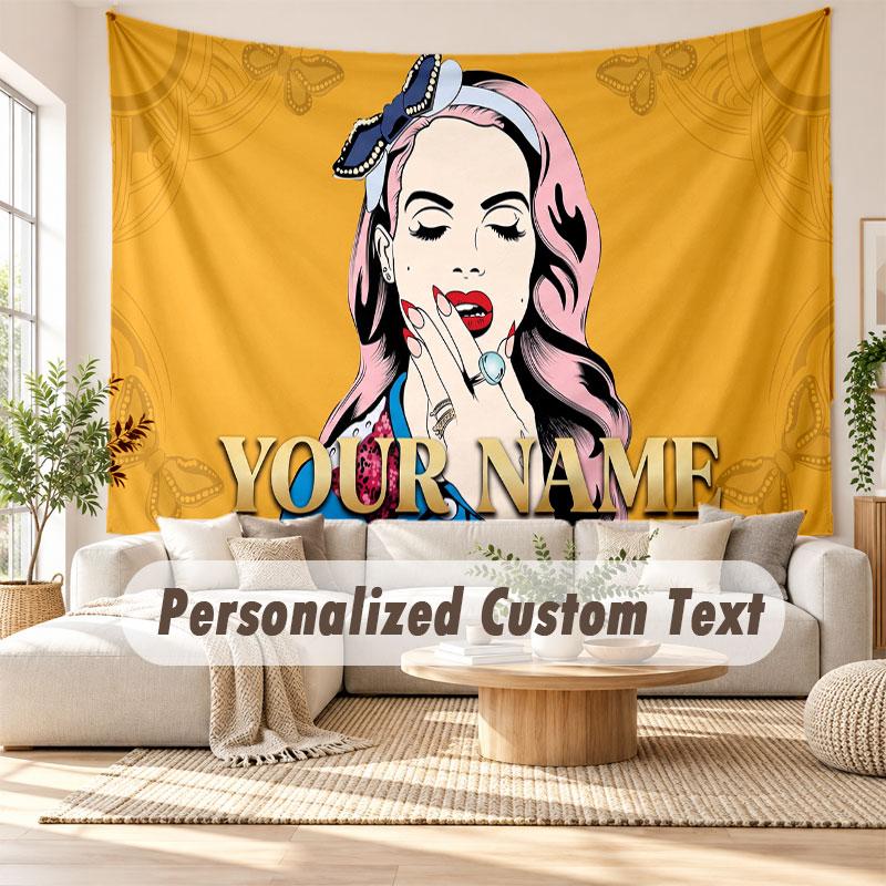 Custom Name Wall Hanging Tapestry,Lana Del Rey Decorative Backdrop Tapestry For Dorm Home