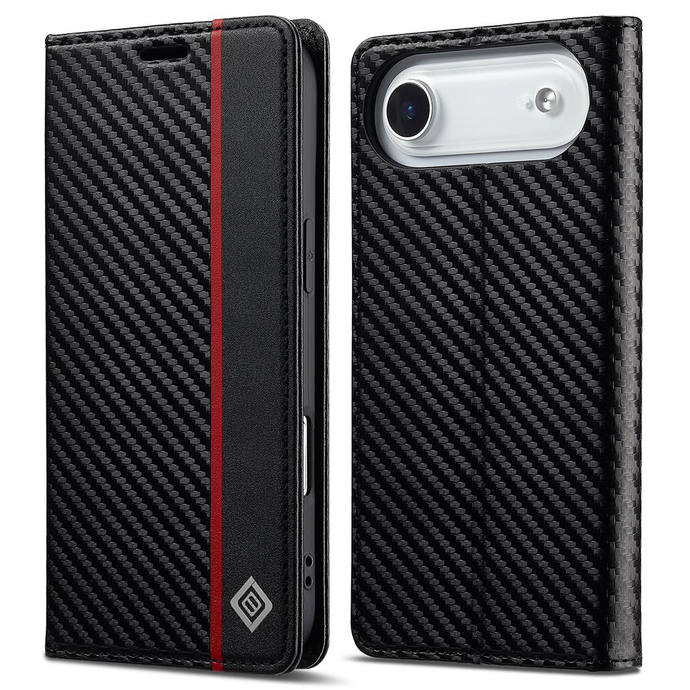 LC.IMEEKE For iPhone 17 Air Wallet Case Carbon Fiber Texture Leather Phone Cover