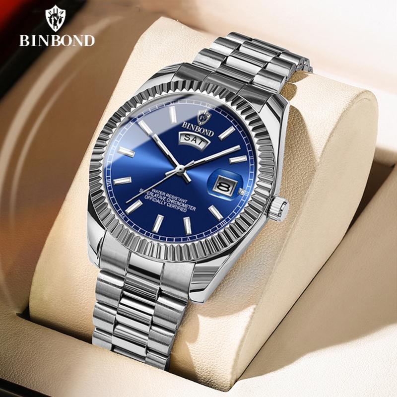 Binbond Top Brand Fashion Sports Men's Watches New Business Waterproof Wristwatch Stainless Steel Men Watch Relogio Masculino
