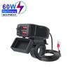 60W PD+QC3.0 Motorcycle Handlebar Charger Moto Fast Charger with LED Voltmeter Waterproof Power Adapter 12V Moto Accessories