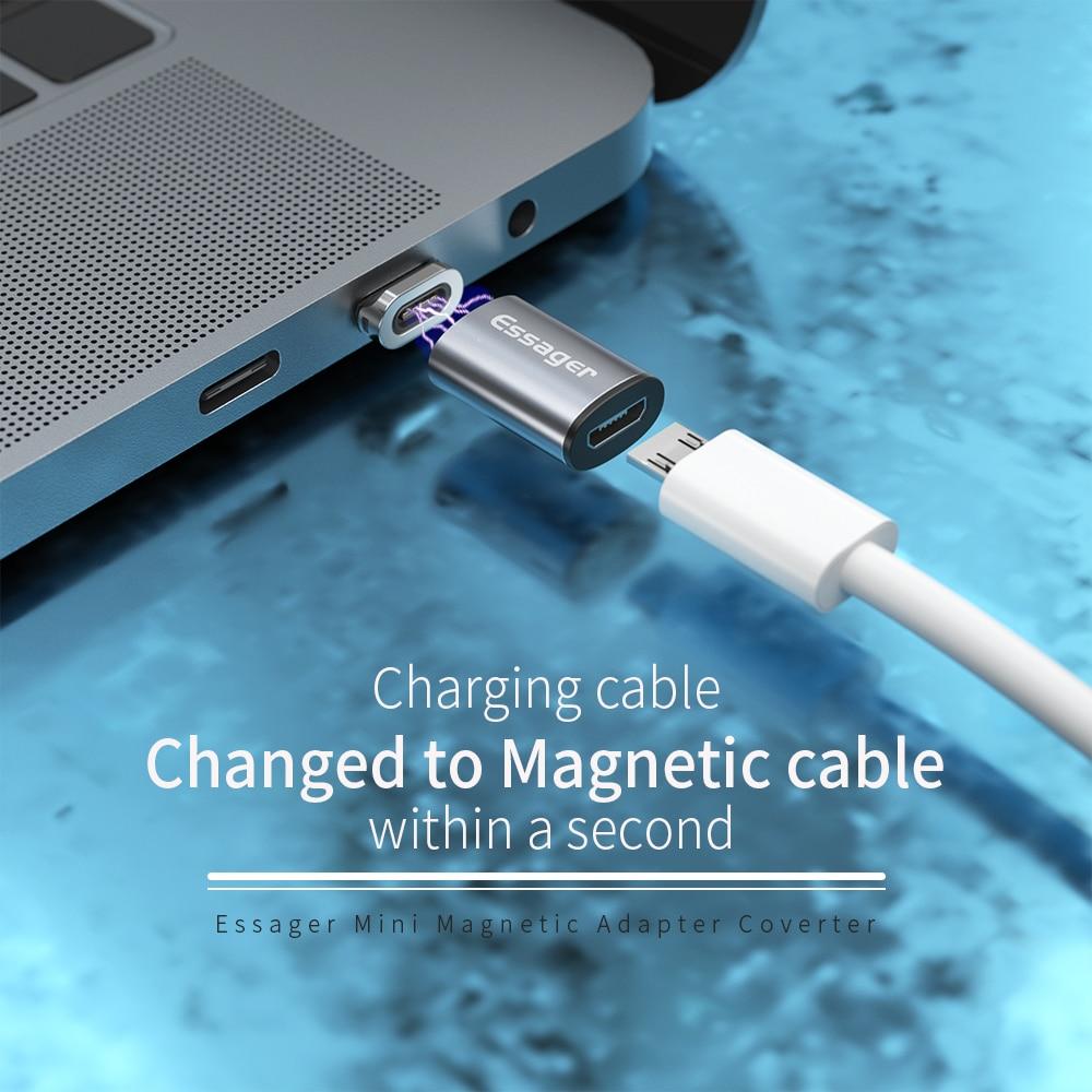Essager Магнитный адаптер Micro USB Type C для iPhone Samsung Xiaomi Micro Female to USB C Male Кабель Магнитный преобразователь Разъем
