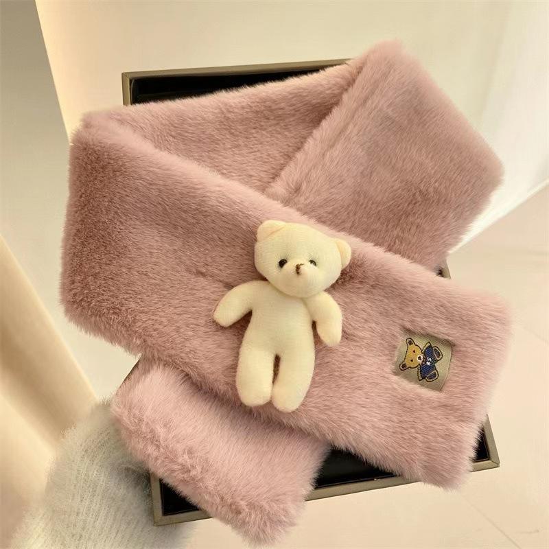 Bear Scarf, Versatile Solid Color In Winter, Cute Plush Neck Cover, Cold-proof and Warm Neck Protection, Outdoor Windshield Cover, Scarf.