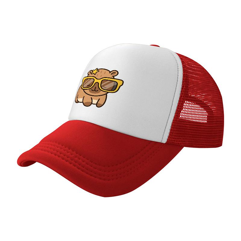 Cool Bear with Sunglasses Mesh Trucker Hat Breathable Baseball Cap for Unisex and Women Fashion Accessory Summer Outdoor Wear