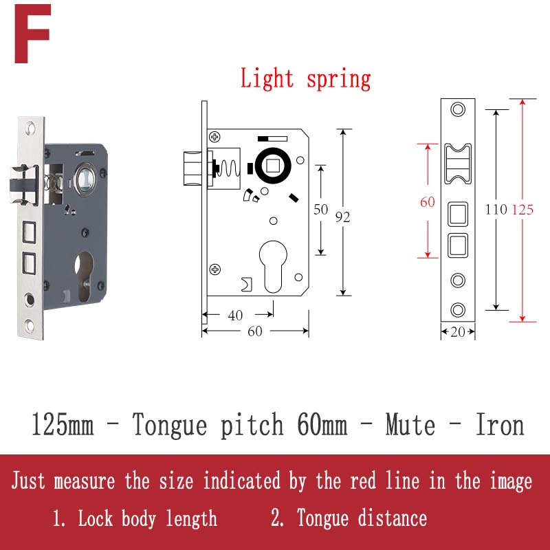 Stainless Steel Lock Body Lock Core Indoor Bedroom Lock Tongue Lock Universal Type Room Household Silent Wooden Door Lock