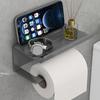 1 Set Paper Towel Rack Easy Installation Carbon Steel Wall-mounted Toilet Paper Holder with Shelf for Home Bathroom