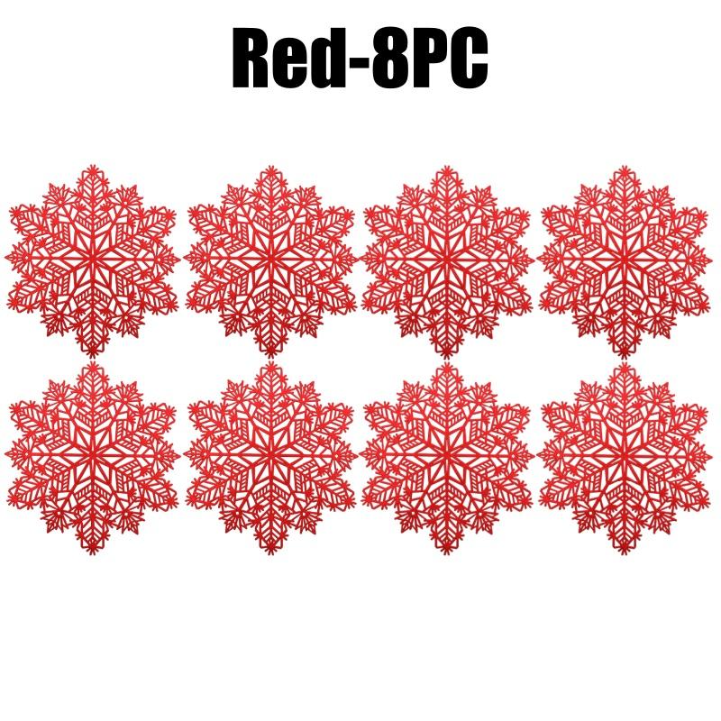 Snowflake Hollow PVC Bronzing Table Mat Mug Coaster for Coffee Tableware Cup Pads Christmas Decoration Kitchen Accessories