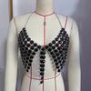 Black Chain & Pearl Patchwork Halter Vest Body Chain