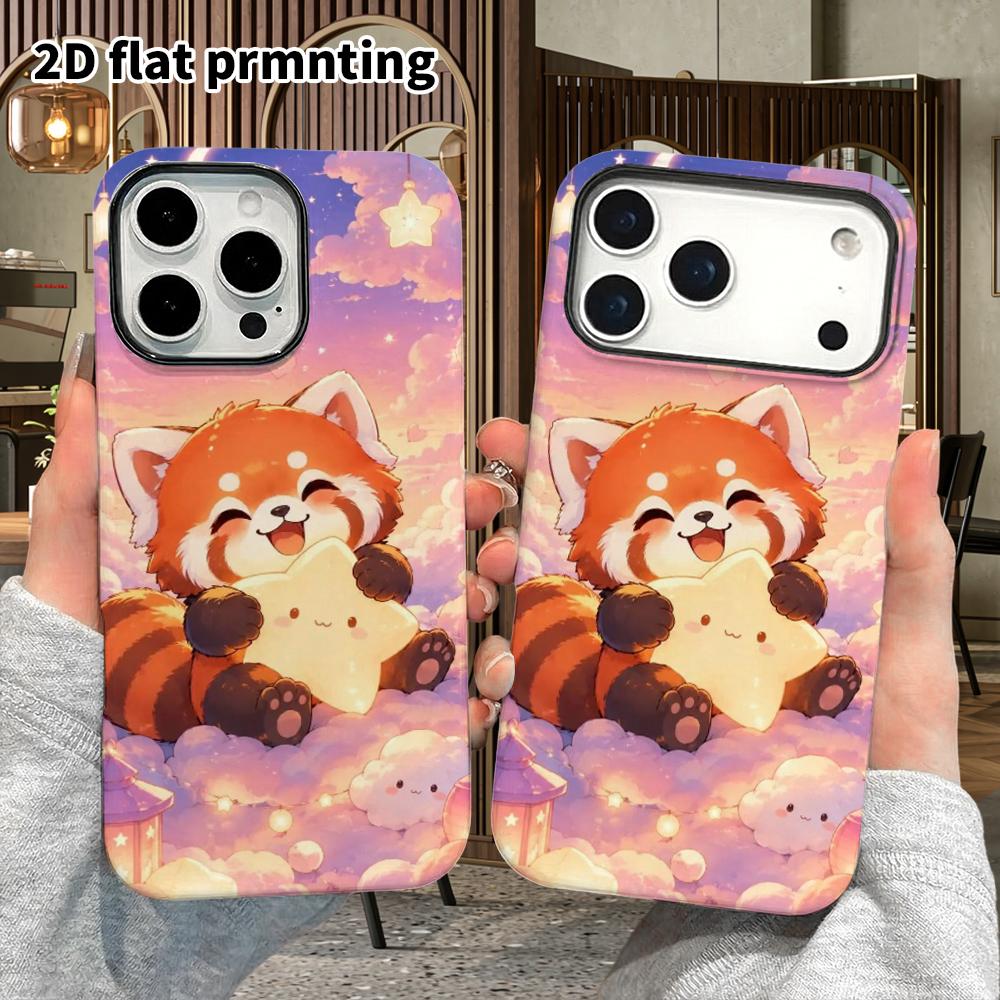 Phone Case: 2D flat design suitable for iPhone 18 17 16 15 14 13 Pro film protective case, couple style, cloud little panda, Christmas and Halloween g