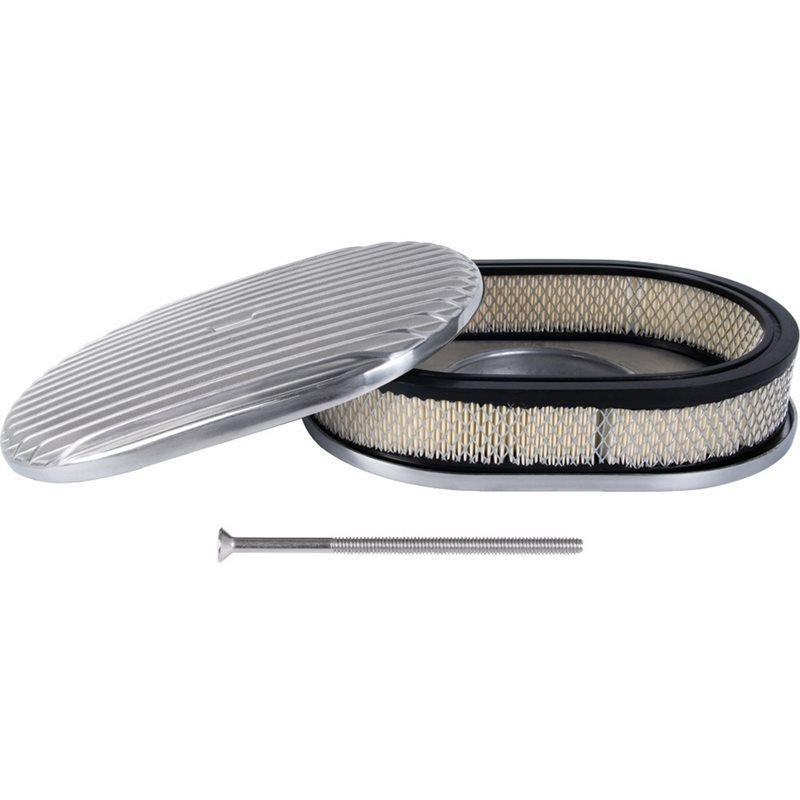 Aluminum Air Cleaner 2 Inch Oval Full Finned Design With Washable Filter Fits For 5 1/8" Carburetors