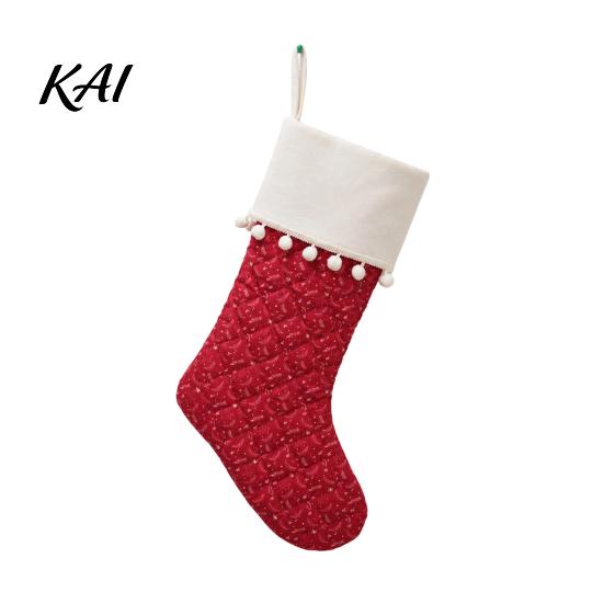 Checkered Gift Holders Christmas Stockings, 18 x 10 Inch Large Quilted Hanging Rustic Xmas Bags Decorative for Fireplace Indoor Holiday Party