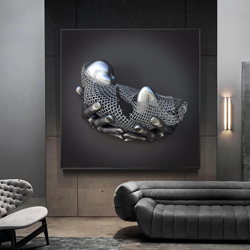 Абстрактная детская металлическая фигурка, статуя, холст, картины, постеры и принты, настенные художественные картинки для гостиной, украшения дома, Куадрос