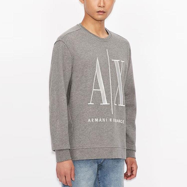 Armani Exchange Мужская толстовка с круглым вырезом и принтом логотипа Aex Серая 8NZMPA-ZJ1ZZ-3930