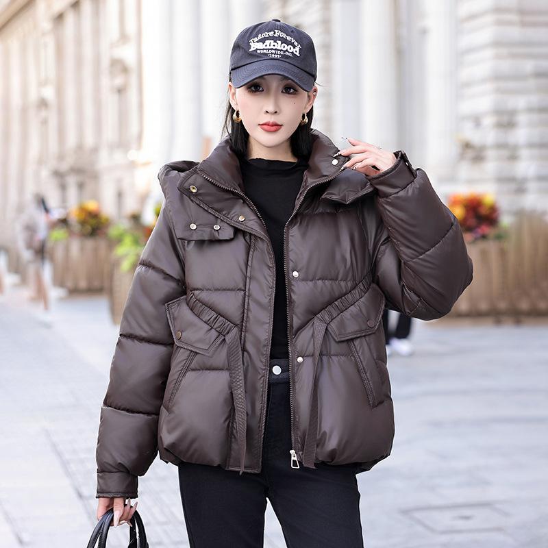 Новая овчина корейская версия с капюшоном короткая пуховая хлопковая одежда женская утолщенная модная повседневная свободная куртка
