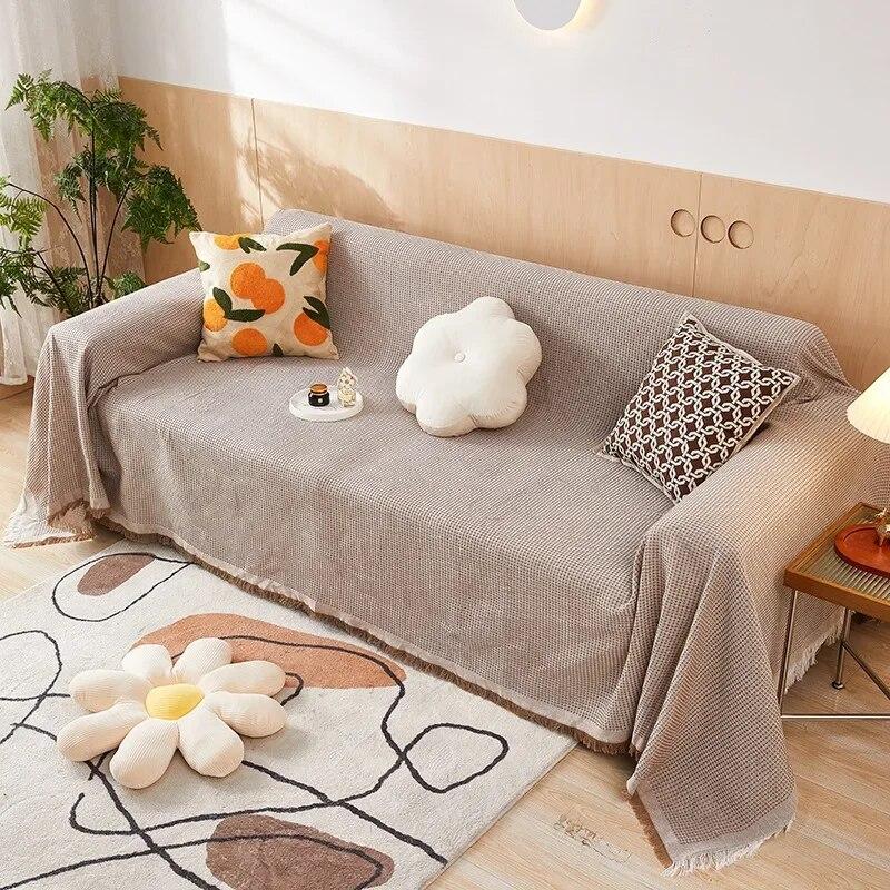 Покрывало для дивана Nordic Double Mat Ins Minimalist Anti Slip Solid Color Sofa Towel Двустороннее всесезонное покрывало для дивана