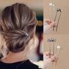 Fashion Metal Bow Pearl U-shaped Hair Stick For Women Simple Gold Color Crystal Bun Hair Combs Maker Hair Styling Accessories