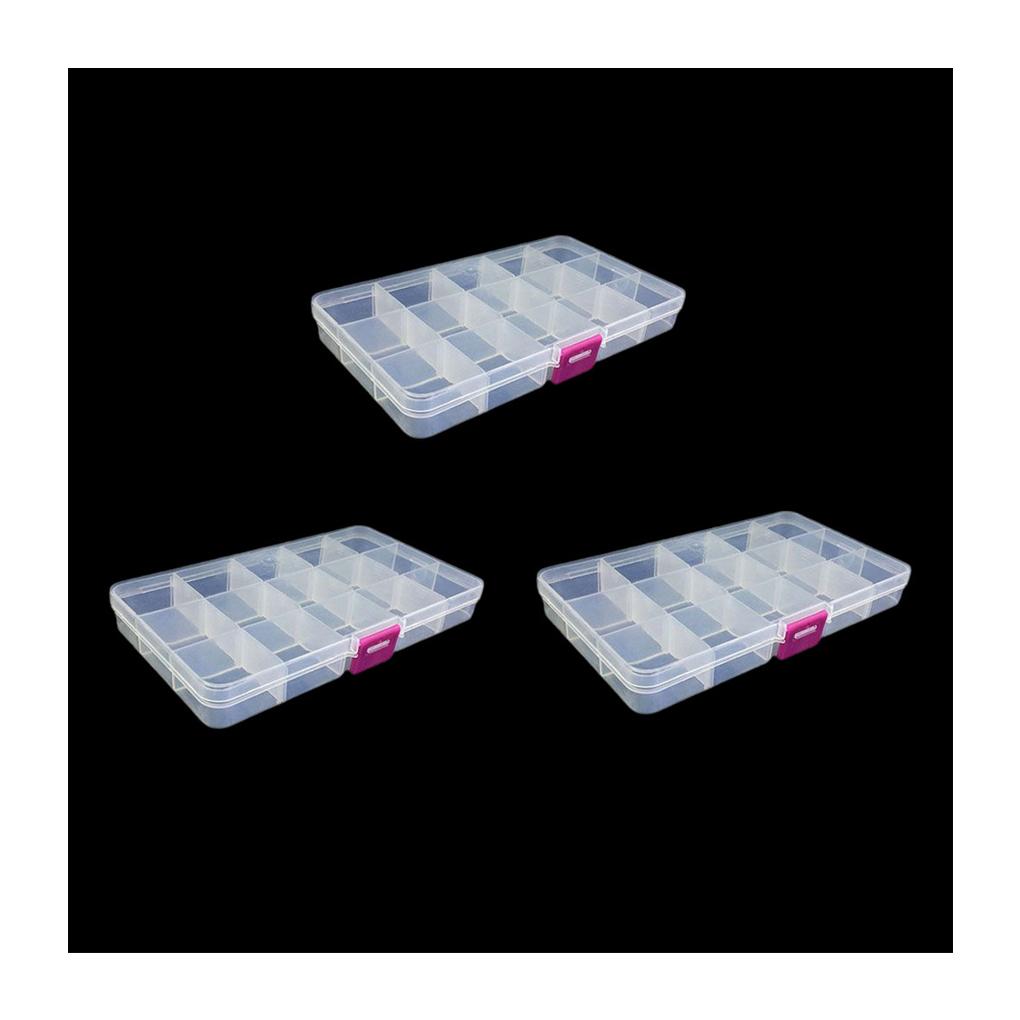 3pcs Fishing Tackle Box 15 Compartments Bait Lure Hook Case Supply Hooks Organizer Plastic Useful Large Capacity Gathering