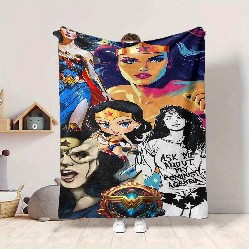 1 шт. Фланелевое одеяло Wonder Woman Мягкое, теплое и уютное для дивана, кровати, офиса и путешествий Универсальное всесезонное Подарок, Рождественский подарок
