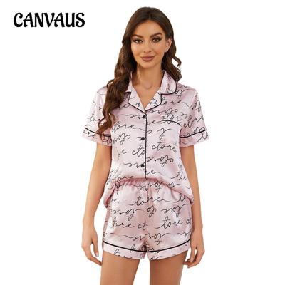 Пижамы для женщин, летние буквы с принтом «Любовь», тонкий ледяной шелк, топ с короткими рукавами, шорты, домашний костюм