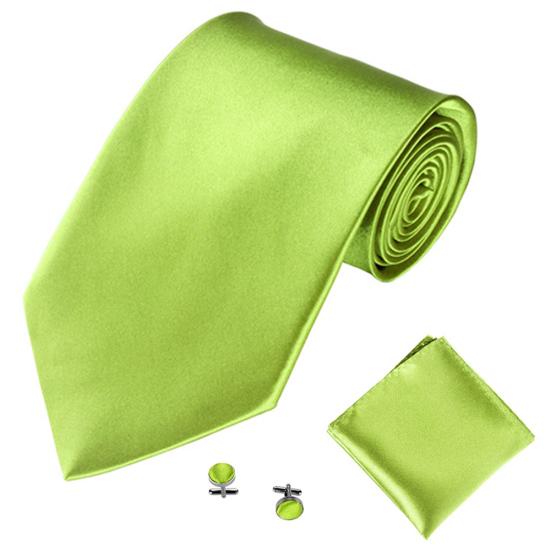 Men's Fashion Solid Color Suits Ties Necktie Cufflinks Hanky Set Tuxedo Suit
