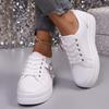 Мода Мода Металлическая Декорация На Шнуровке Обувь для Скейтборда Женская Осень Круглый Носок Толстая Подошва Кроссовки Повседневная Мягкая Подошва Нескользящая Обувь