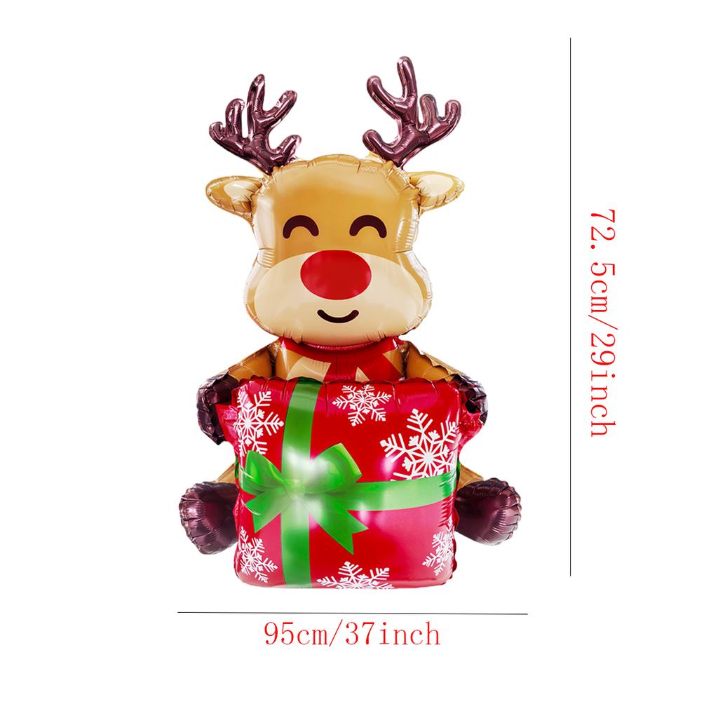 1pc 3D Gift Box Santa Claus Foil Balloons Gift Box Elk Balloon Christmas Decorations for Home Navidad 2025 Decor