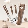 Stainless Steel Portable Cutlery Children'S Two Piece Set Student Cute Animal Bear Rabbit Spoon Fork Chopsticks Three Piece Set