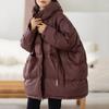 Winter Women White Duck Down Loose Jacket Hood Female Thick Warm Outwear Casual Over Size Patchwork Coats