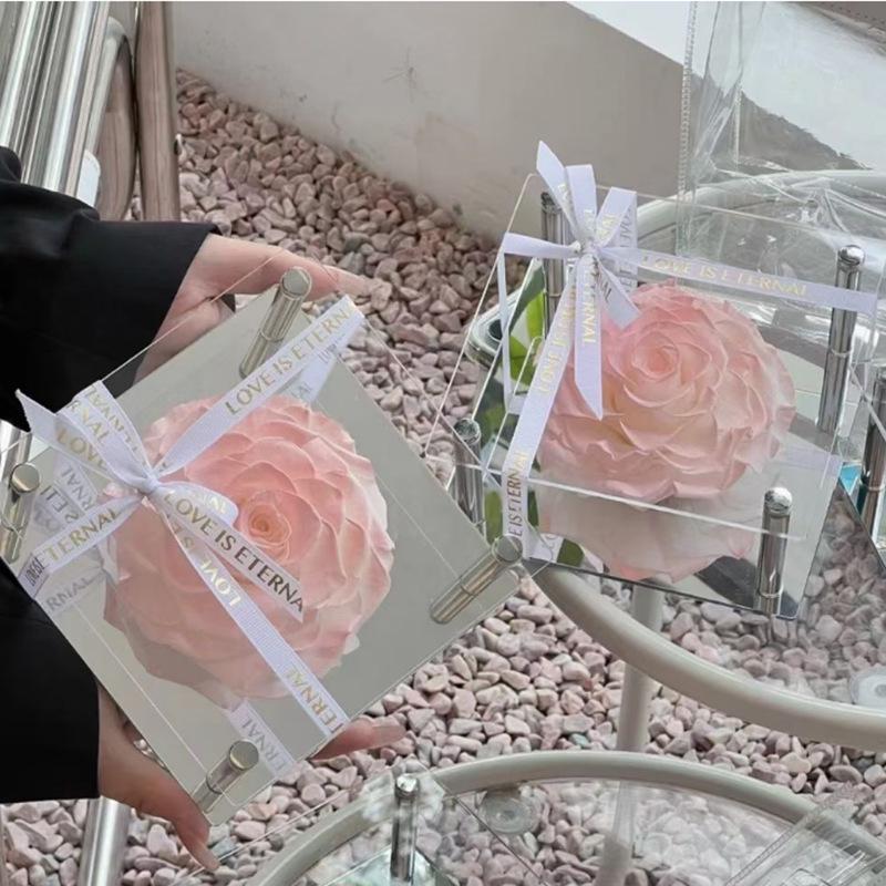 Custom Portable Transparent Acrylic Flower Gift Box