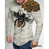 Bee Graphic Men's T-Shirts Spring Autumn Long Sleeve 3D Animal And Letter Print Street Hip Hop Man Tees 6XL Big Size Casual Tops
