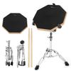 Kmise Drum Practice Pad, 12-inch, Black, Silent and High-Rebound Rubber, with Stand and Sticks, for Training