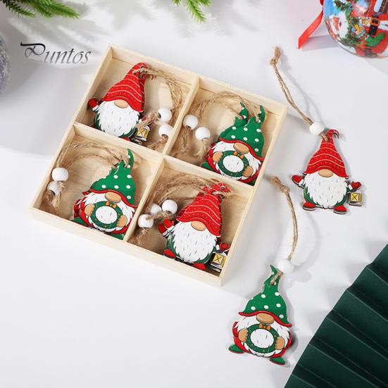 12 шт./компл., рождественские деревянные подвесные украшения в штучной упаковке, безликий гном, деревянная бусина, пеньковая веревка, рождественское елочное украшение, кулон, товары для вечеринок, подарок