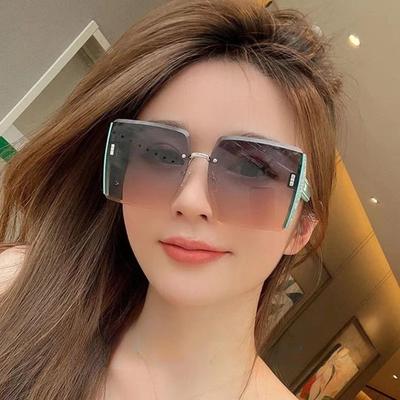 Высококачественные квадратные солнцезащитные очки без оправы для женщин: Модный, крутой дизайн для больших лиц, тонкий модный стиль