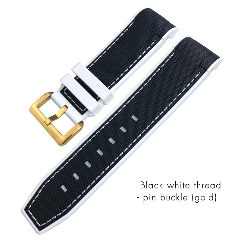 22 мм 23 мм Изогнутый конец Резиновый силиконовый ремешок для часов Подходит для Tudor Black Bay 41 мм GMT Pelagos Бронзовый Двухцветный ремешок для часов
