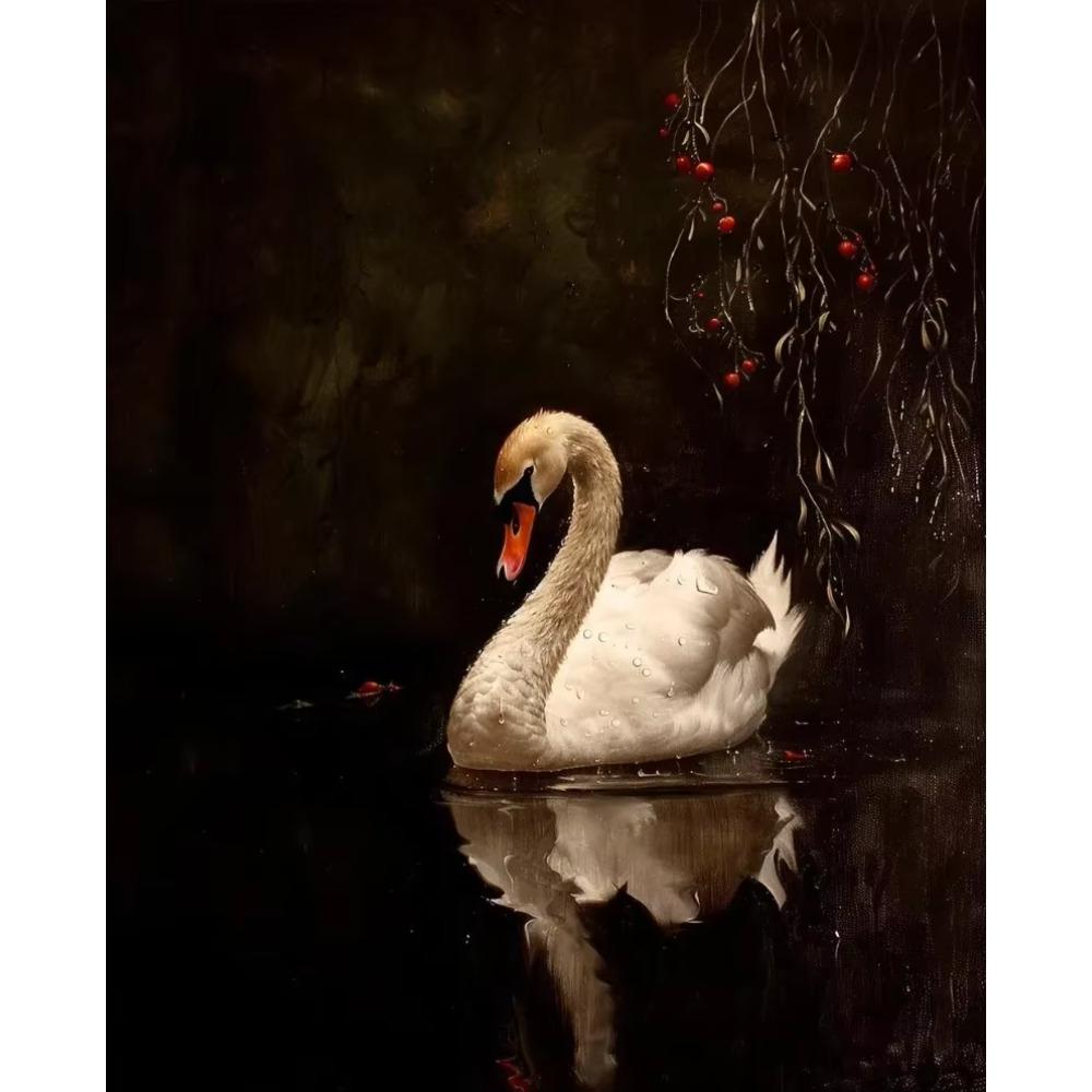 Canvas Dark Forest Wildlife Fox Lion Black Swan Retro Posters Prints Wall Art Picture Living Room Home Decor Wall Decor
