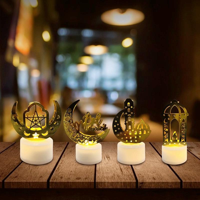 Ид Рамадан свеча светодиодный ночник Ид мусульманская вечеринка Декор аксессуары мусульманский фестиваль вечеринка декор Луна лампа Рамадан Декор