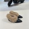 Sheepskin Version~ Autumn and Winter Versatile Fluffy Shoes Women's Retro Style One-pedal Velvet Warm Cotton Shoes Pointed High-heeled Single Shoes