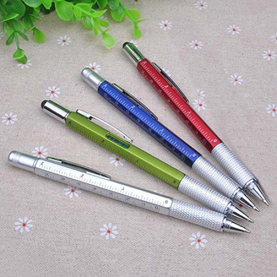 6 в 1 многофункциональная шариковая ручка стилус пузырьковый уровень линейка отвертка инструмент