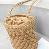 Yogodlns Summer Straw Shoulder Bag Women Large Capacity Rattan Bucket Bag Handmade Woven Beach Bag