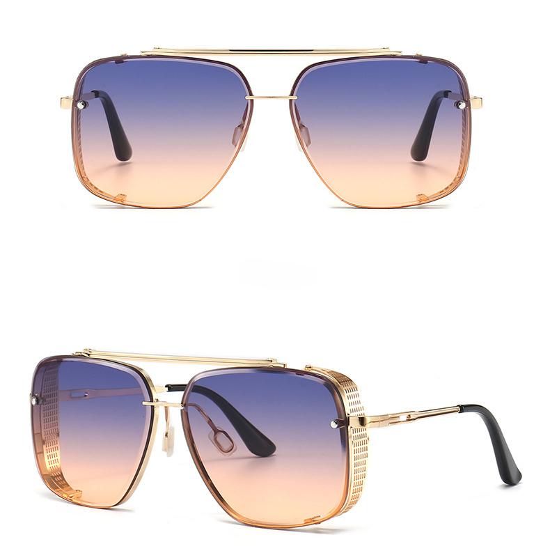 MePanda унисекс, квадратные металлические двойные лучи, модные солнцезащитные очки в стиле ретро, UV400