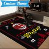 Custom Name Christmas AC Football Crest Rug Game Carpet, Floor Mat for Bedroom Living Room Entryway Rug, Home Decor Idea Gift for Christmas birthday